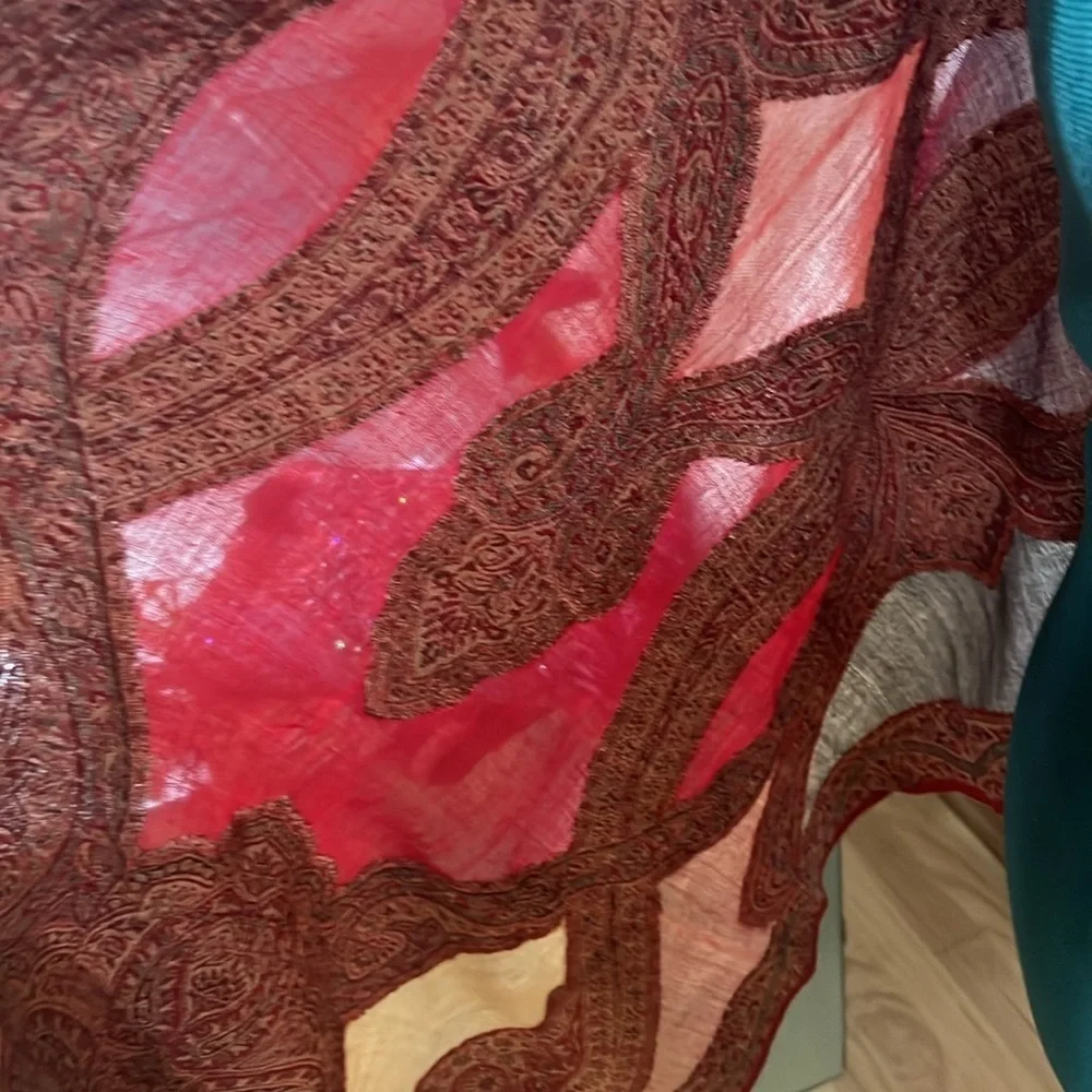 Embellished gold sequin maroon and tan Scarf/Shawl